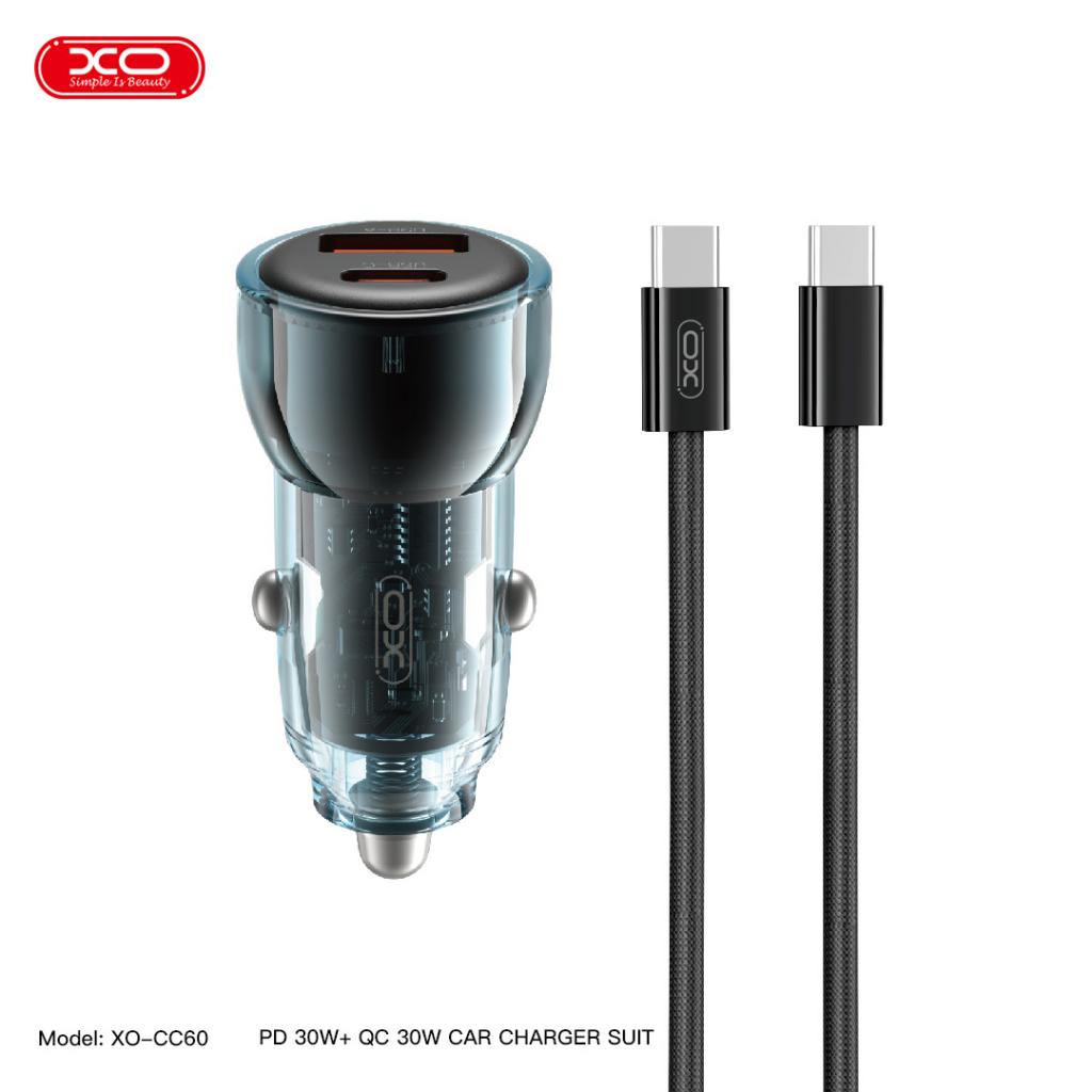 CARGADOR PARA AUTO DUAL USB XO-CC60 TIPO C AZUL C/CABLE - 10223